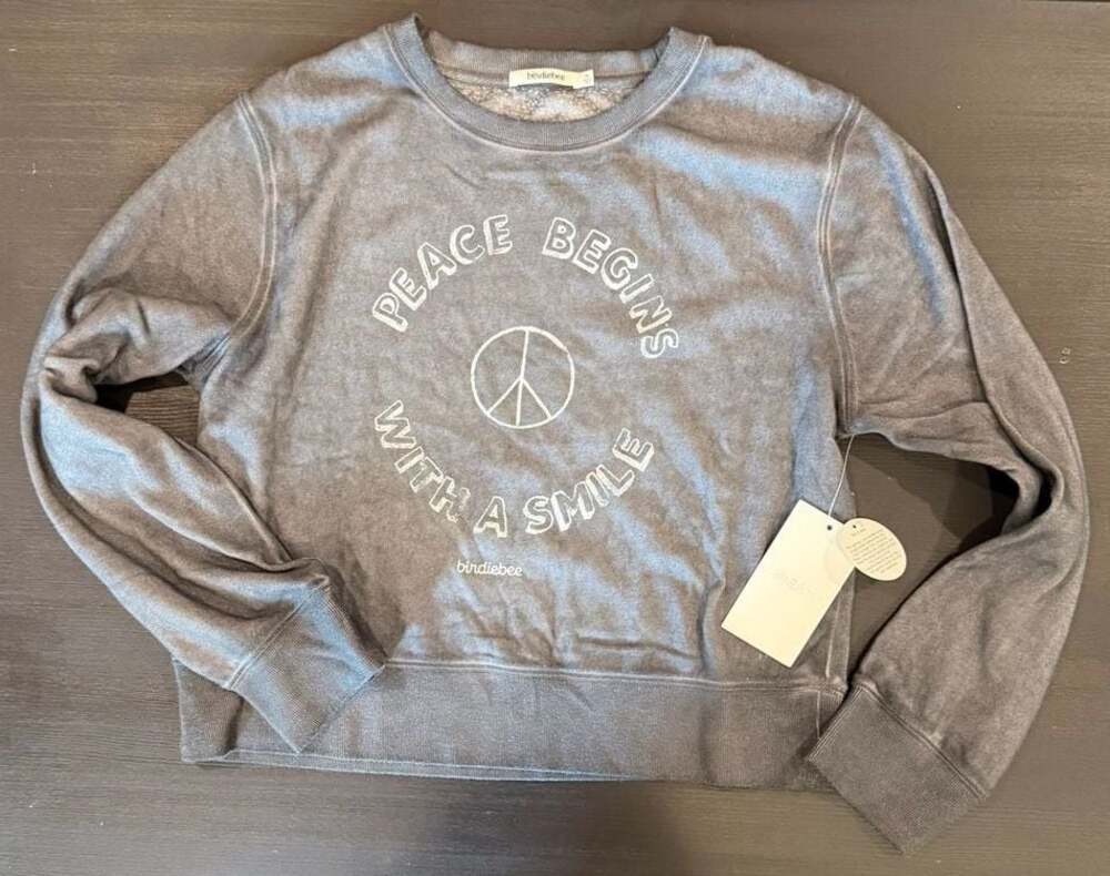 Birdiebee "Peace Begins With A Smile" Graphic Crewneck Sweatshirt